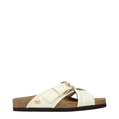 Beige Leather Slippers
