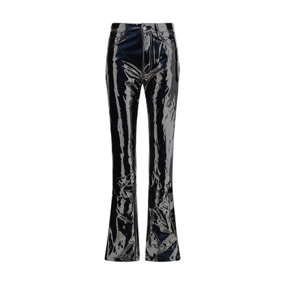 Black Polyethylene Casual Pants