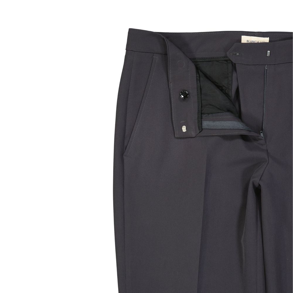 Gray Elastane Cropped Pants