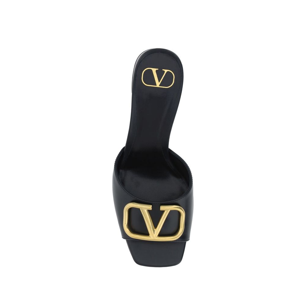 Black Calfskin Platform Sandals