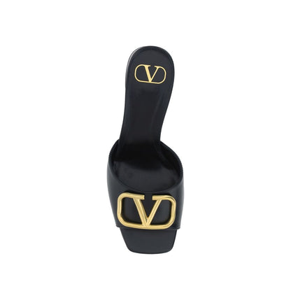 Black Calfskin Platform Sandals