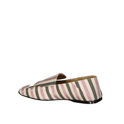 White Fabric Slip-On Loafers
