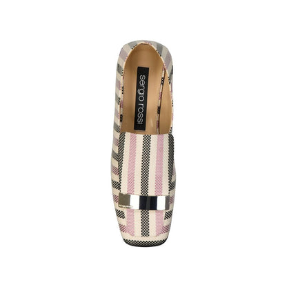 White Fabric Slip-On Loafers