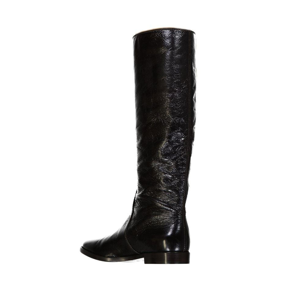 Black Calfskin Over The Knee