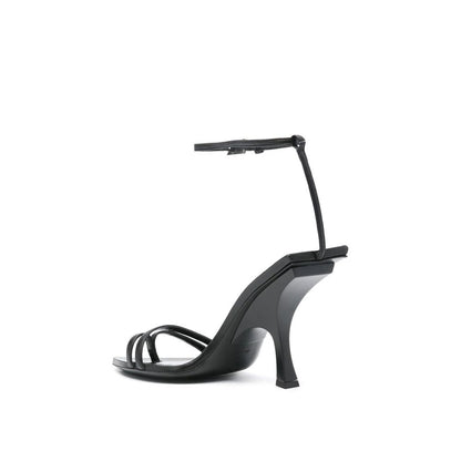 Black Silk Stiletto Heel Sandals