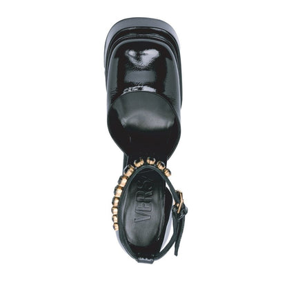 Black Calfskin Platform Sandals