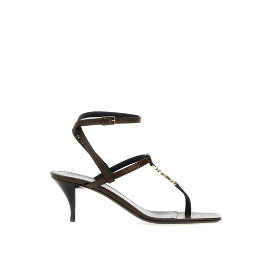 Brown Calfskin Stiletto Heel Sandals