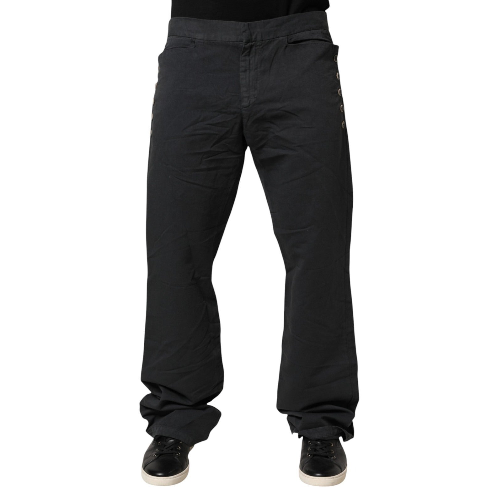 Black Straight Fit Mid Waist Denim Trouser Jeans