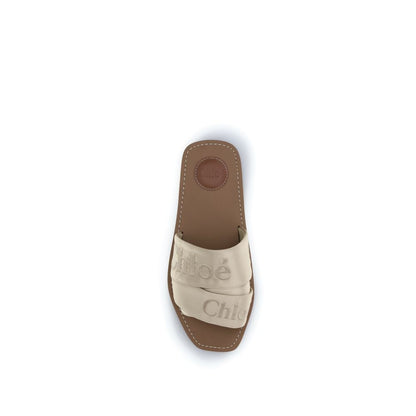 Gold Polyester Flat Sandals