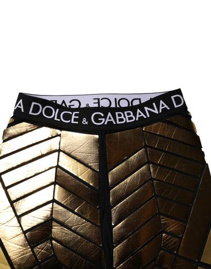 Black Gold Geometric Logo Men Leggings Pants