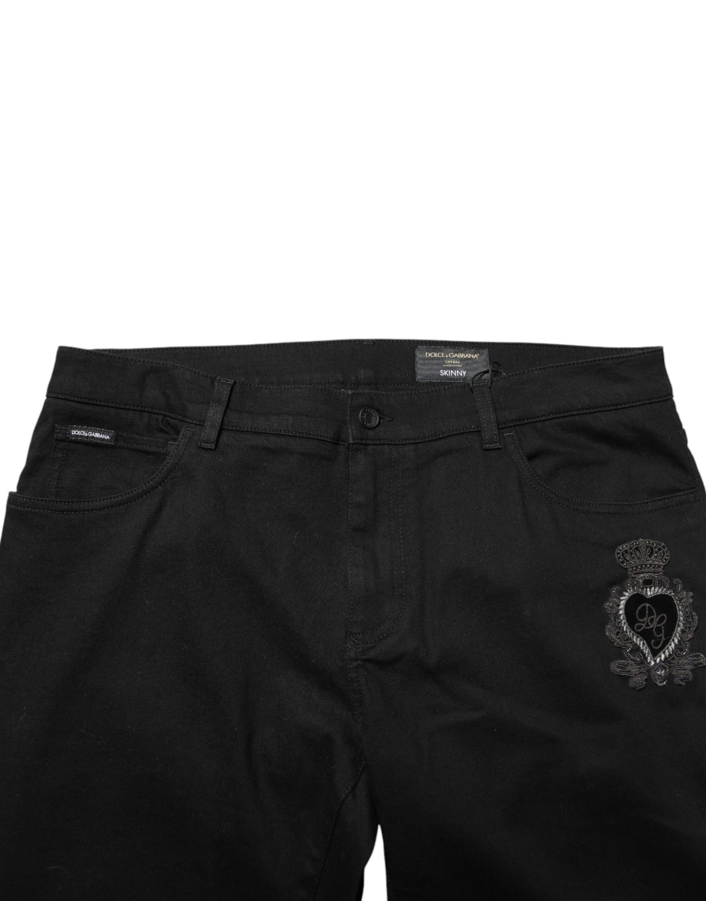 Black Sacred Heart Skinny Men Denim Jeans