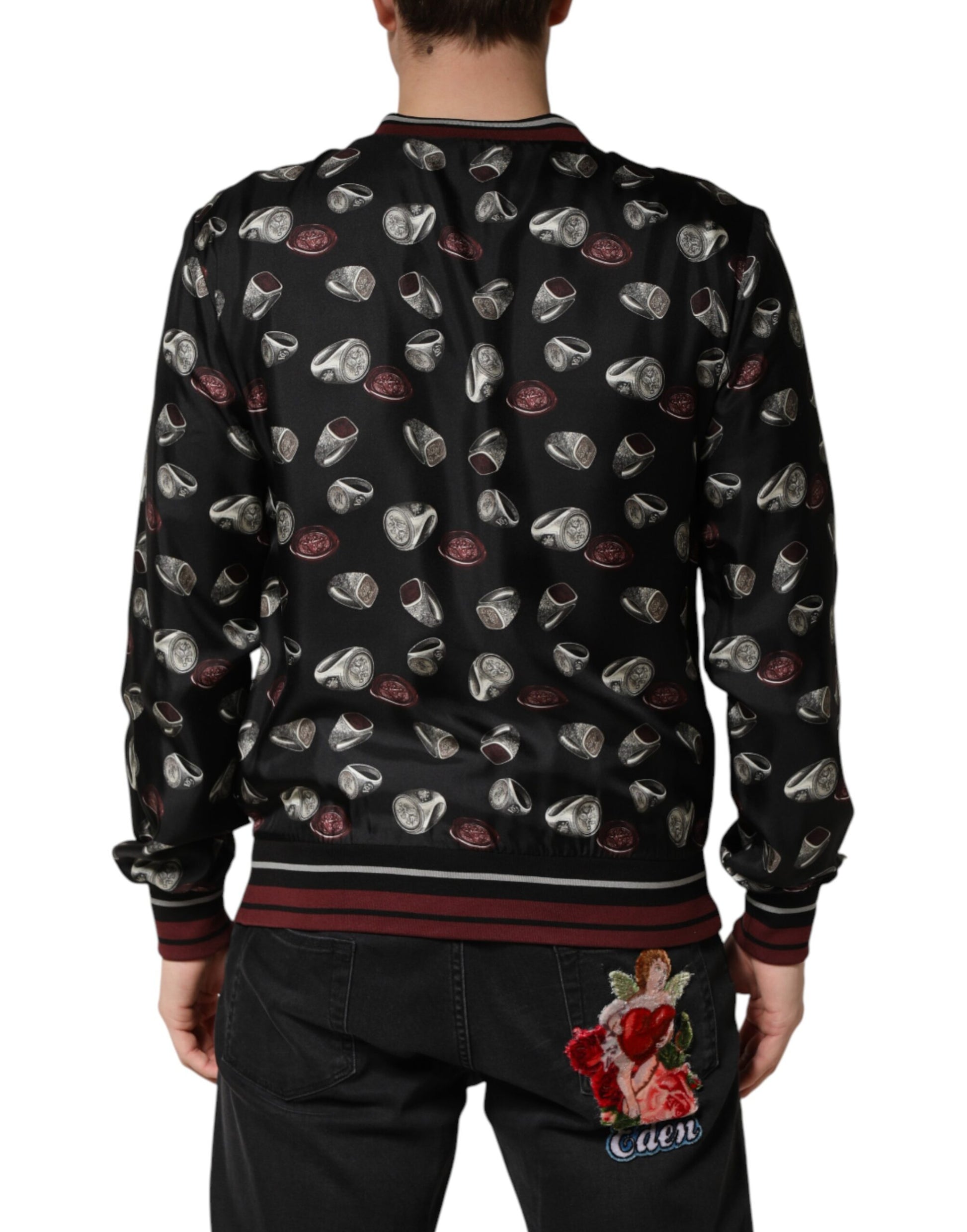 Black Ring Print CrewNeck Sweatshirt  Sweater