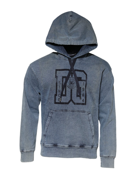 Blue Cotton Logo Hooded Sweatshirt  Sweater