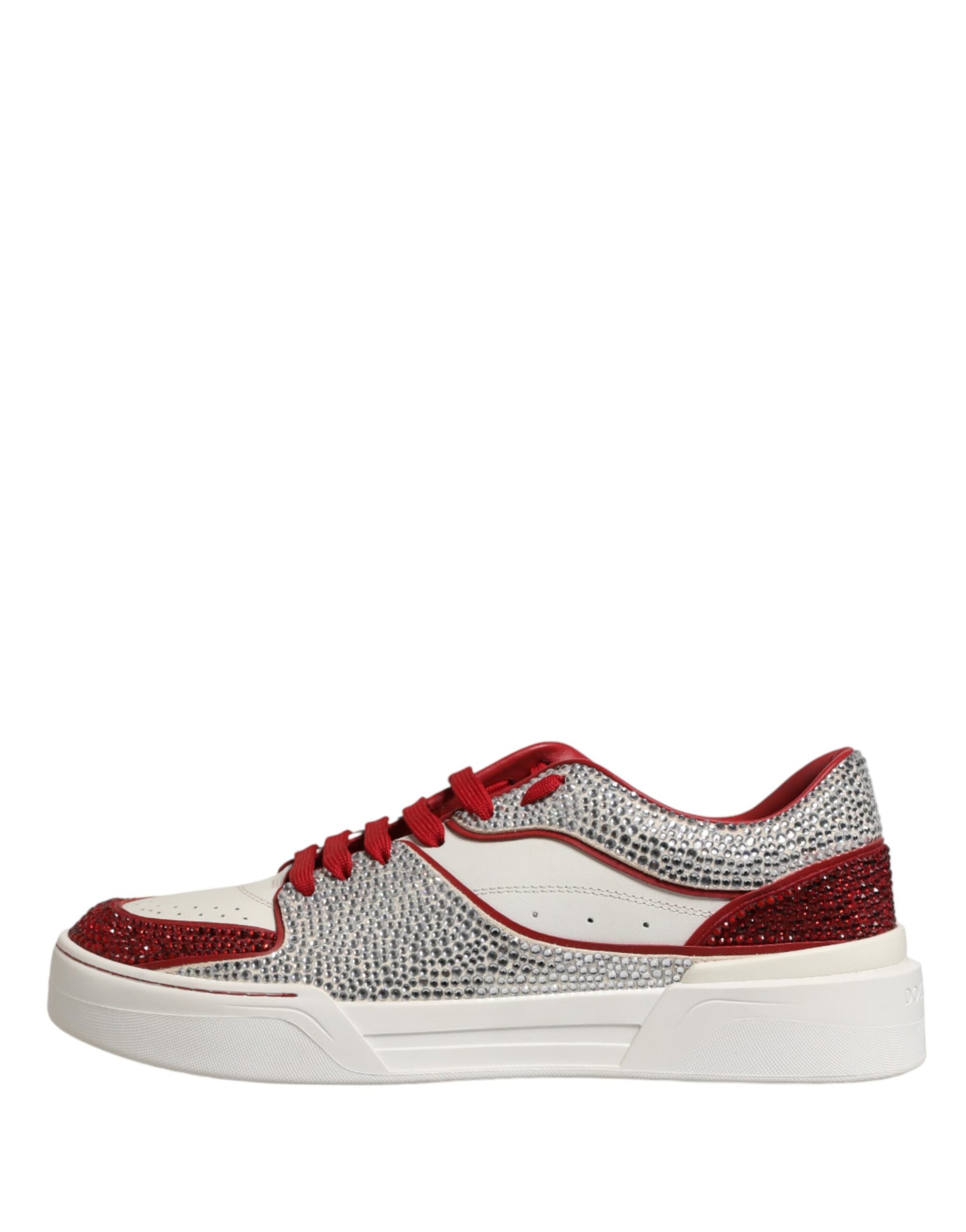White Red Rhinestone Embellished Men Sneakers Shoes