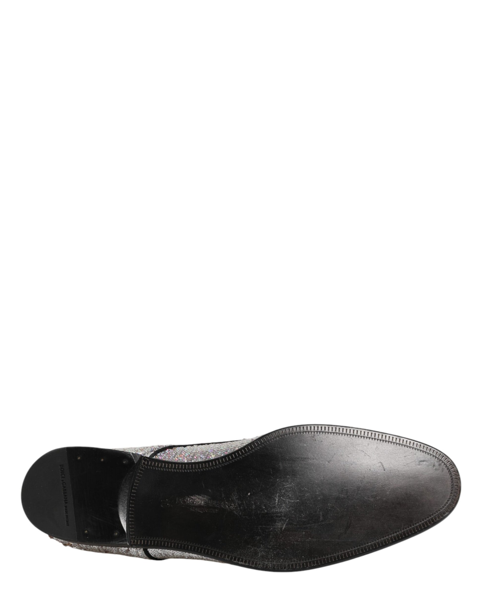 Silver Sequined Lace Up Men Derby Dress Shoes