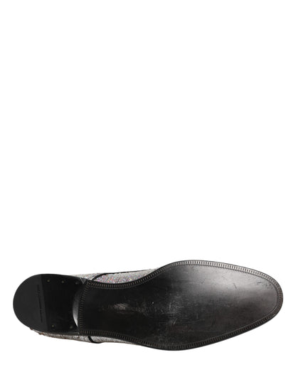 Silver Sequined Lace Up Men Derby Dress Shoes