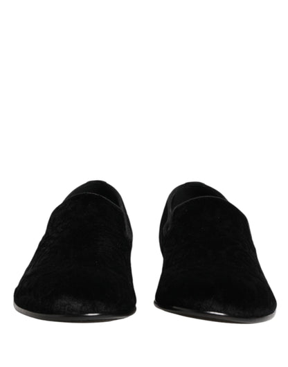 Black Velvet Slip On Loafers Formal Men Shoes