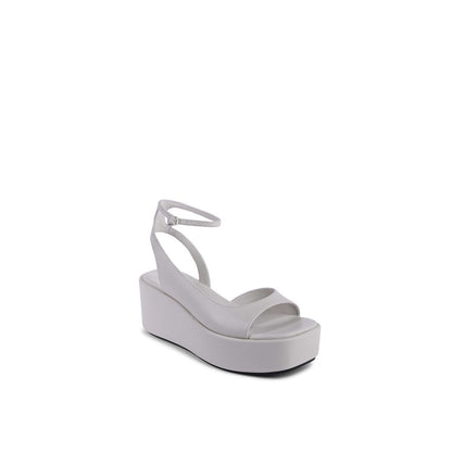 Beige Leather Platform Sandals