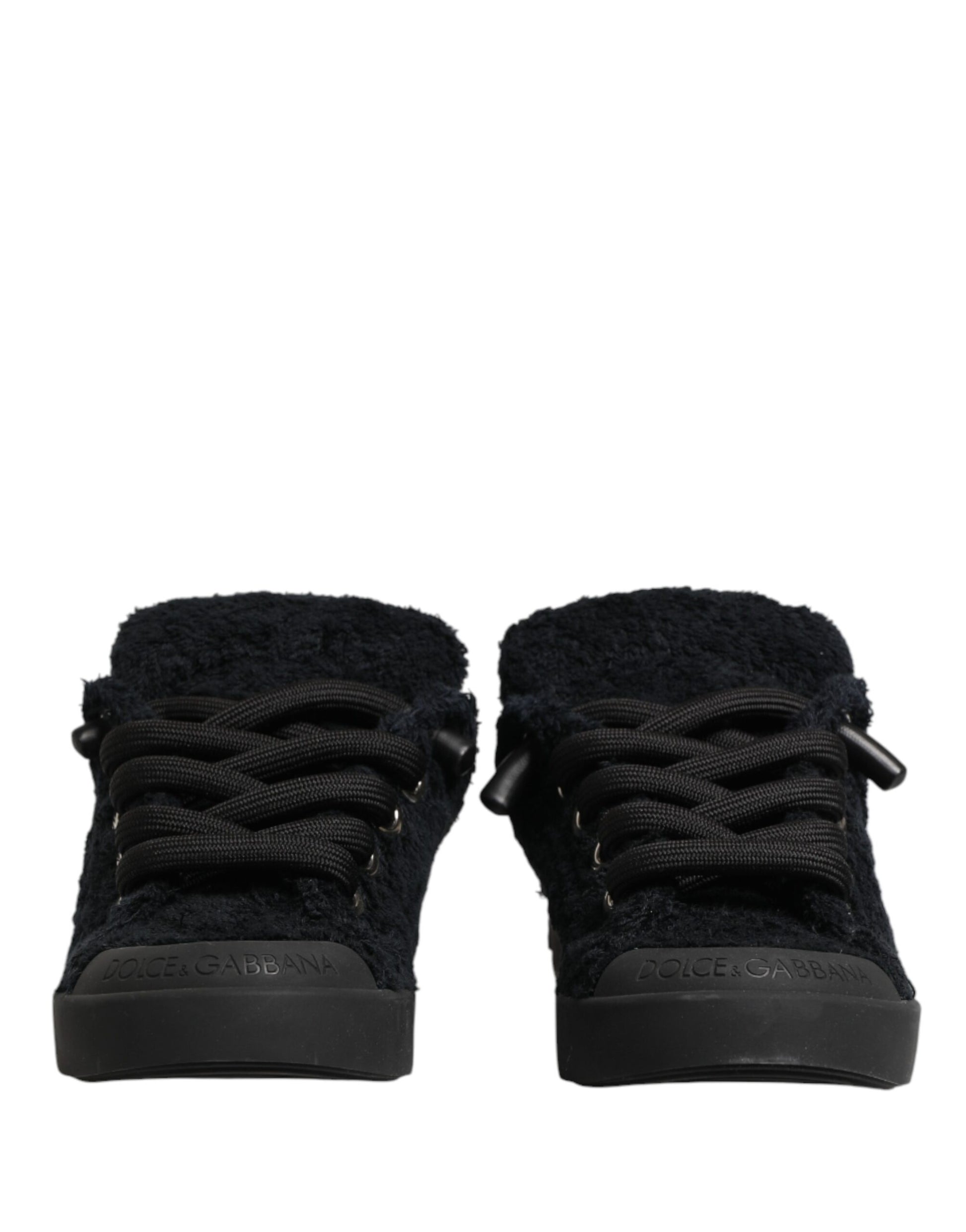Black Faux Shearling Low Top Sneakers Shoes