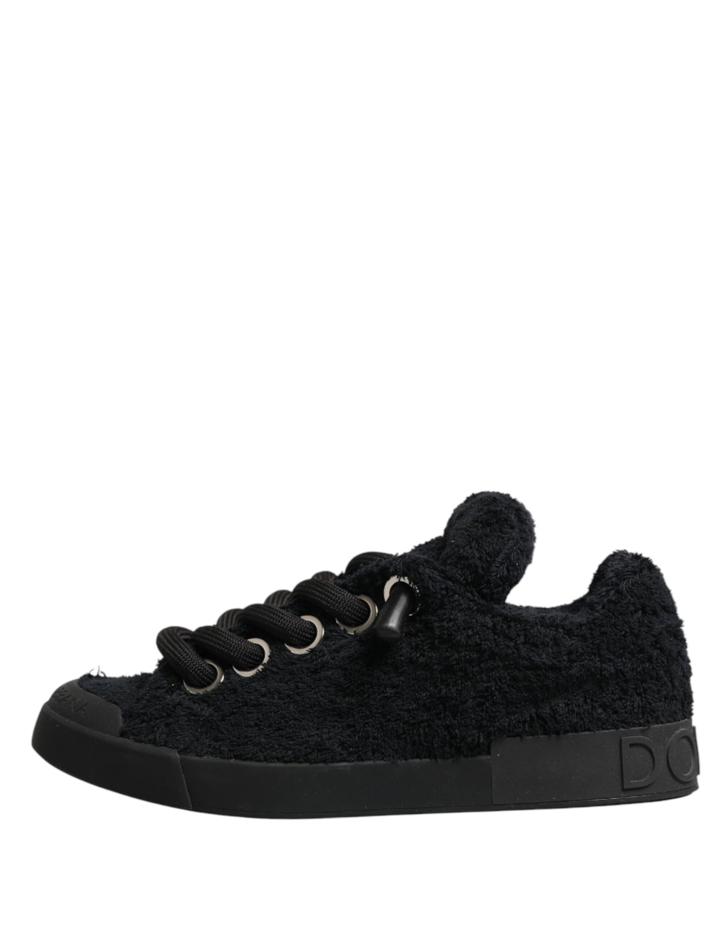 Black Faux Shearling Low Top Sneakers Shoes