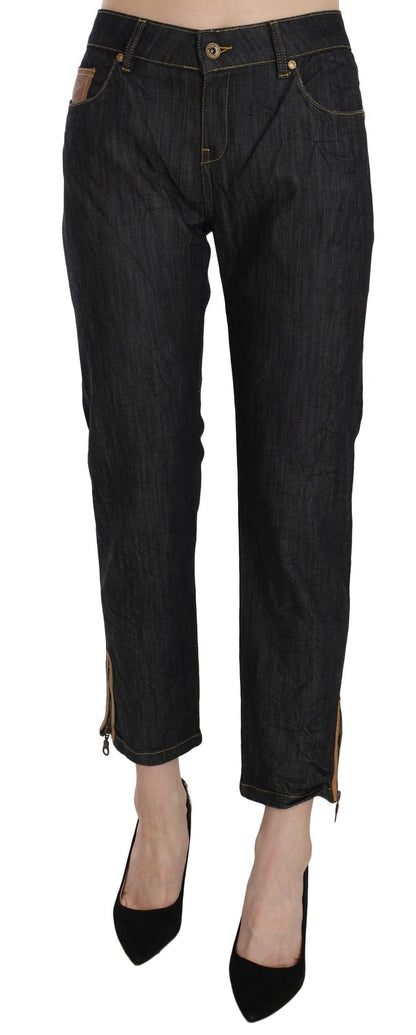 Cotton Blue High Waist Straight Cropped Trouser Jeans