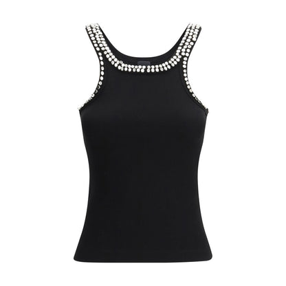 Black Cotton Sleeveles T-Shirt