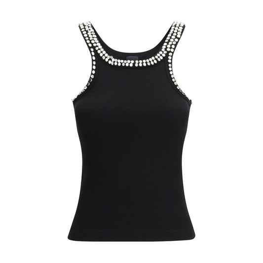 Black Cotton Sleeveles T-Shirt