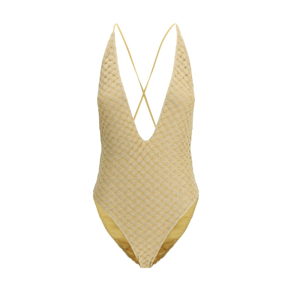 Gold Other Fibres One-Piece Swimsuit