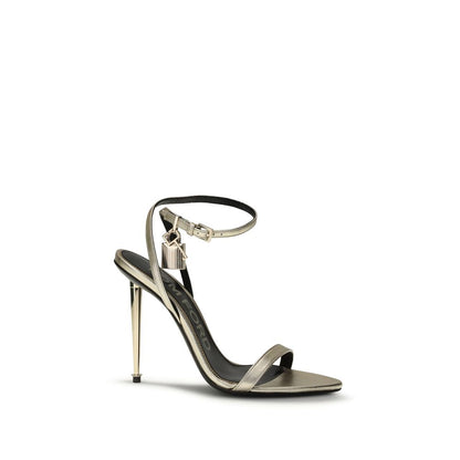 Gold Goatskin Stiletto Heel Sandals