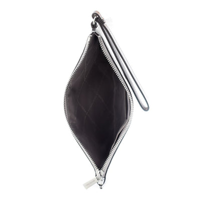 Gray Leather Clutch Bag