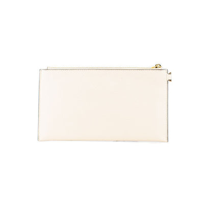 Beige Leather Clutch Bag