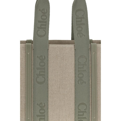 Beige Linen Shoulder Bag