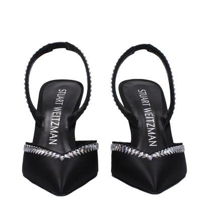 Black Satin Stiletto Heel Sandals