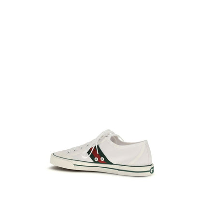 White Cotton Low Top Sneakers