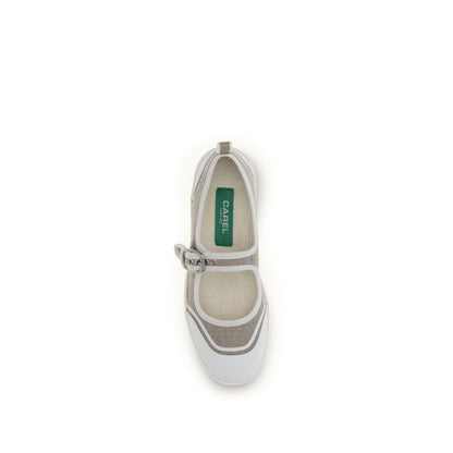 Beige Cotton Ballet Flats