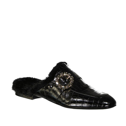 Black Calfskin Mules