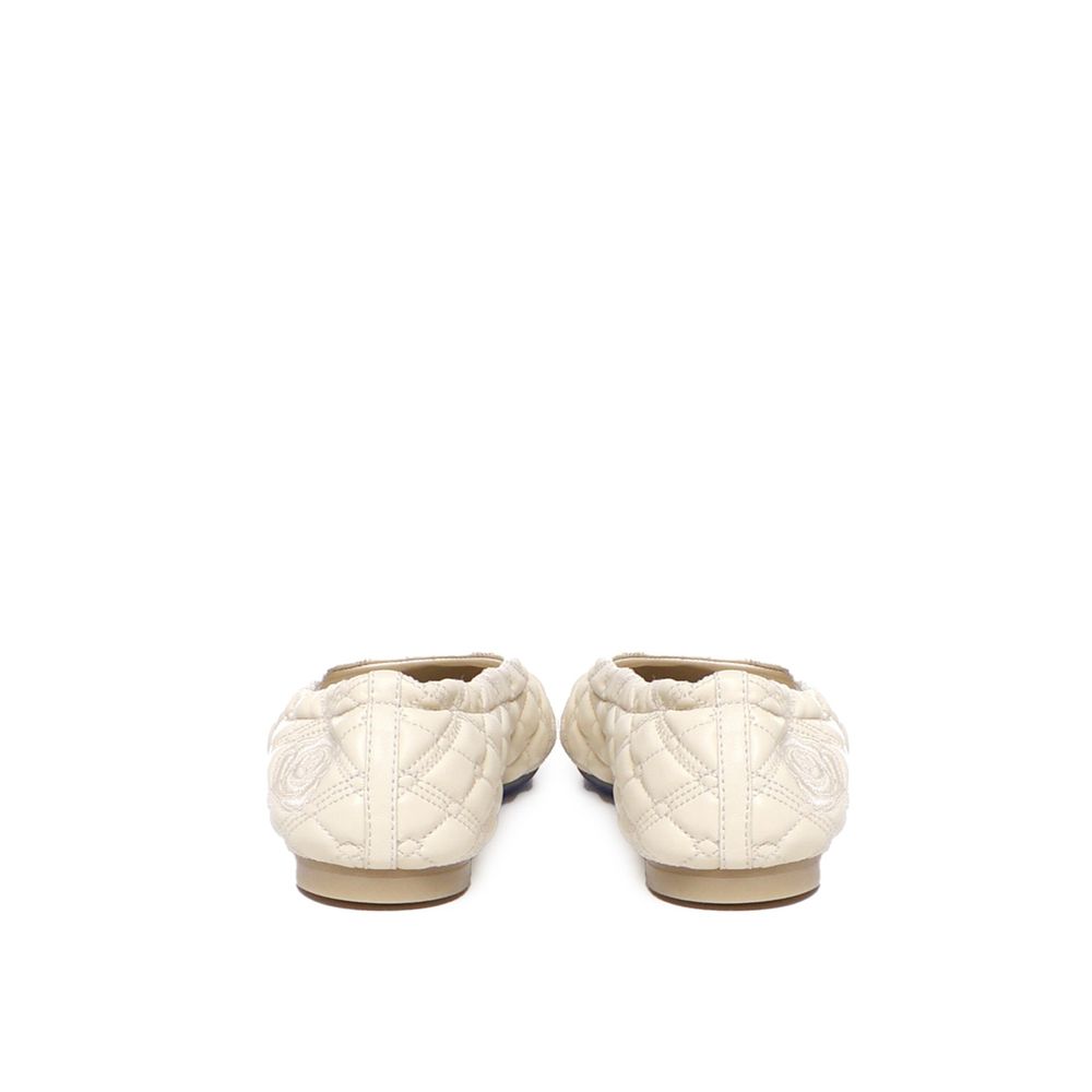 White Lamb Leather Ballet Flats