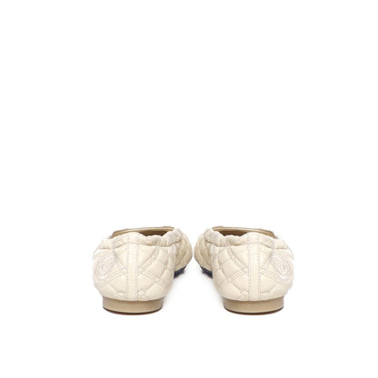 White Lamb Leather Ballet Flats