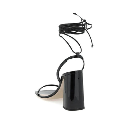 Black Calfskin Strap-On Sandals