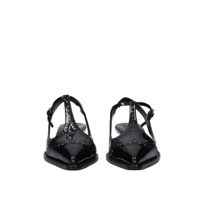 Black Calfskin Mid Heel Pumps