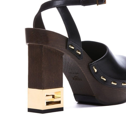 Black Calfskin Clogs