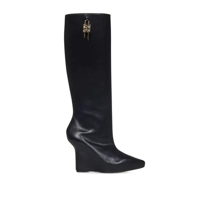 Black Calfskin High Heel Boots