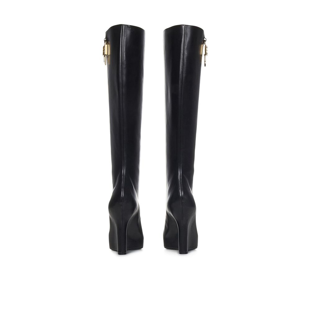 Black Calfskin High Heel Boots