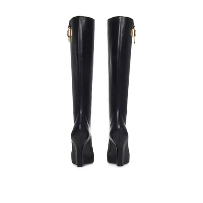 Black Calfskin High Heel Boots