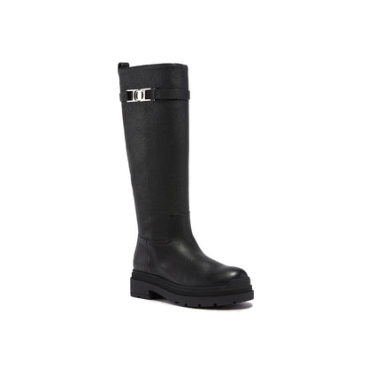 Black Calfskin Over The Knee