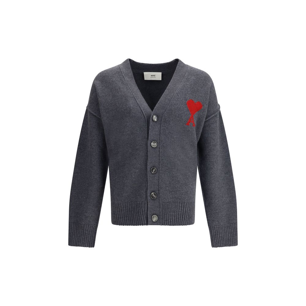 Gray Fleece Wool Cardigan