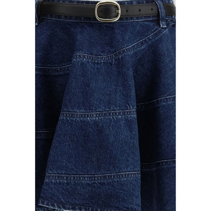 Blue Cotton Mini Skirt