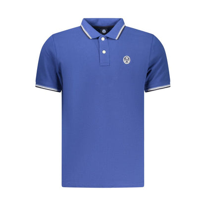 Blue Cotton Men Polo Shirt