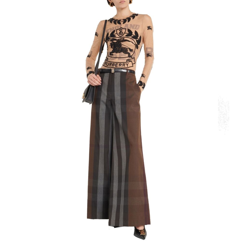 Brown Cotton Casual Pants