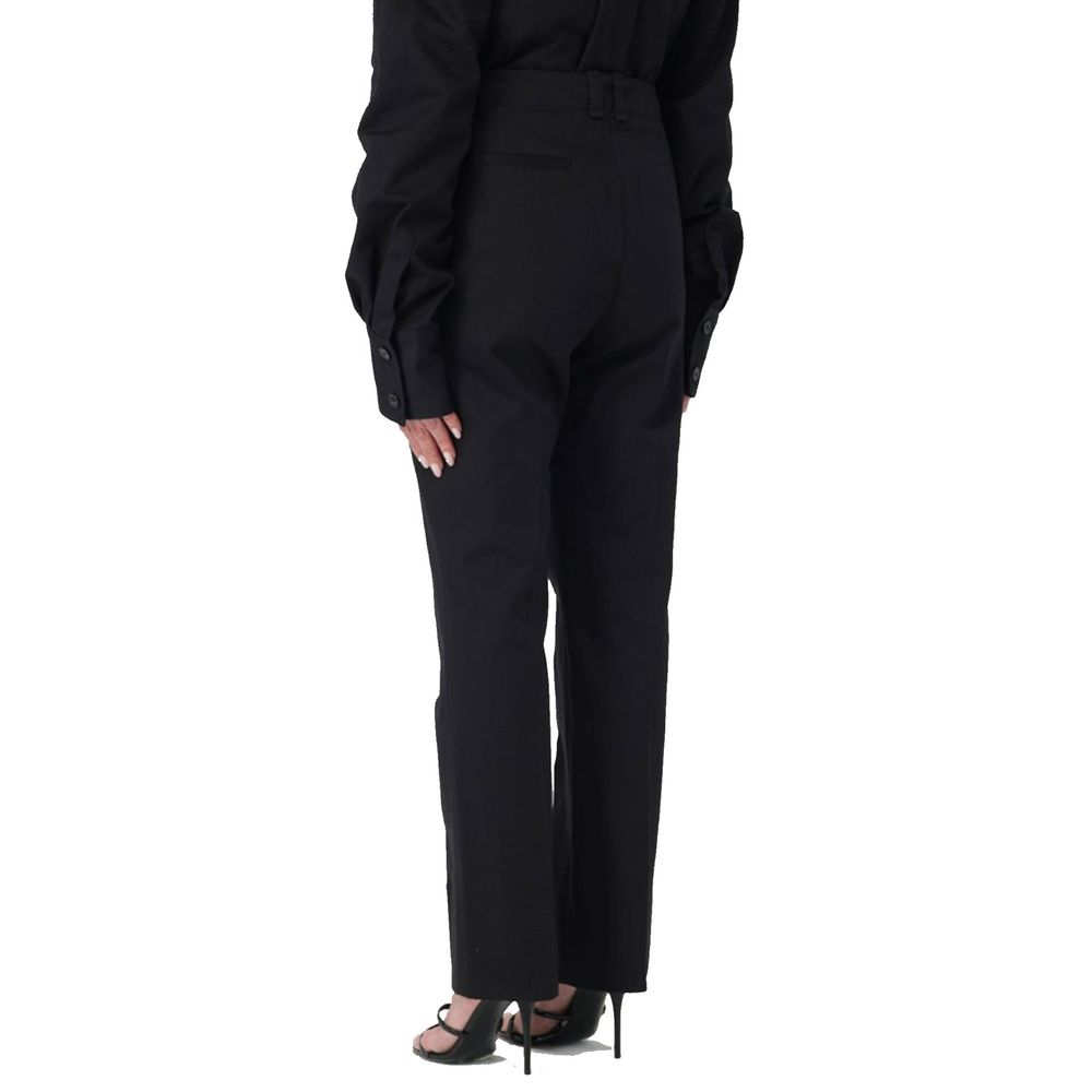 Black Cotton Casual Pants